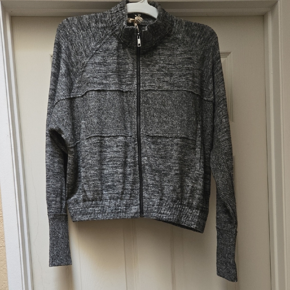 Hem & Thread Marled Grey Zip-Up Sweater